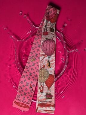 Silk Monogram Balloon Twilly Scarf  Black Light Blue Many Options Available